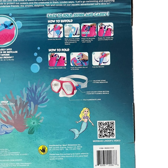 NIB Kid’s Mermaid Monofin with Mask Set - Picture 7 of 10